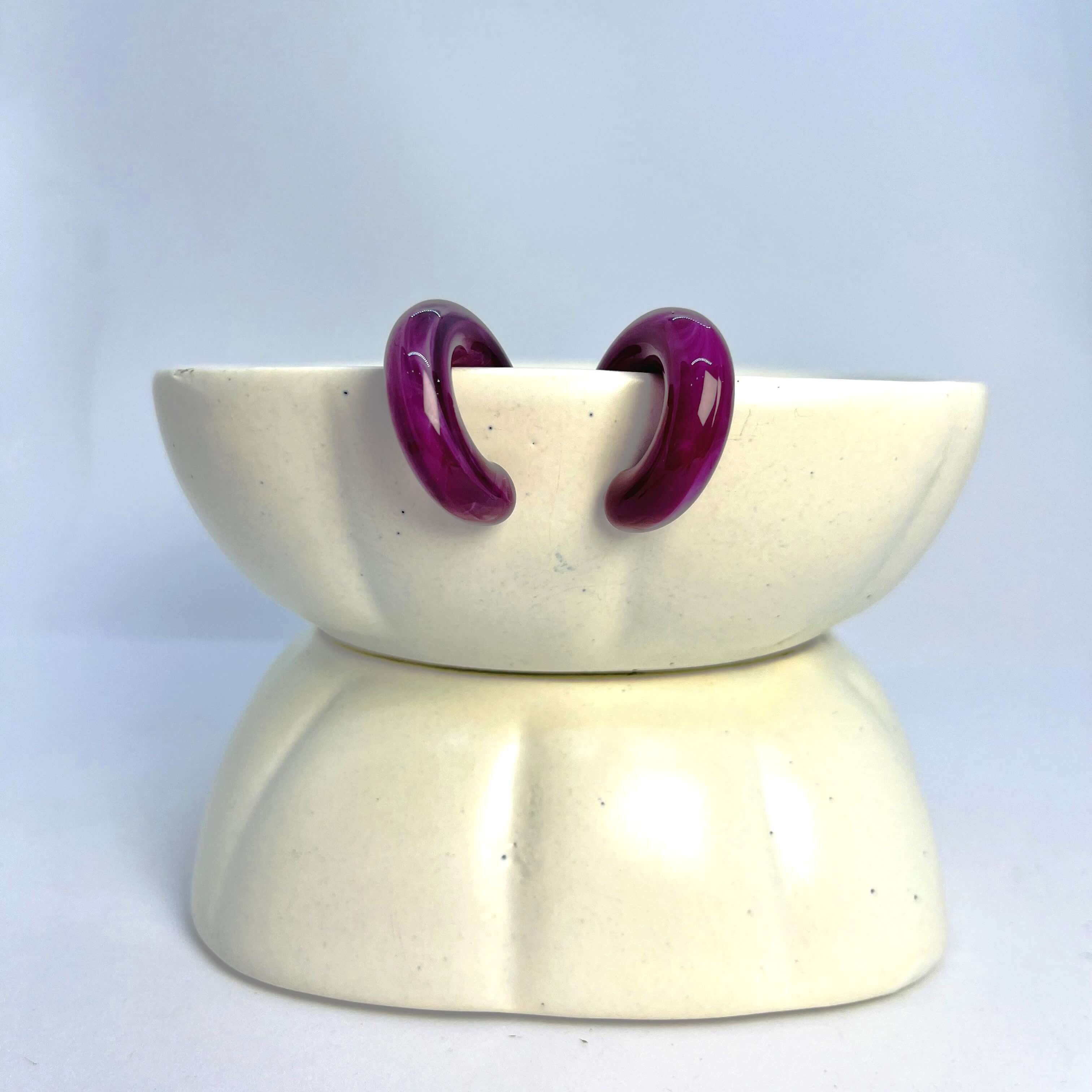 ADHA ACRYLIC HOOP PURPLES (MAROON) - SILVER