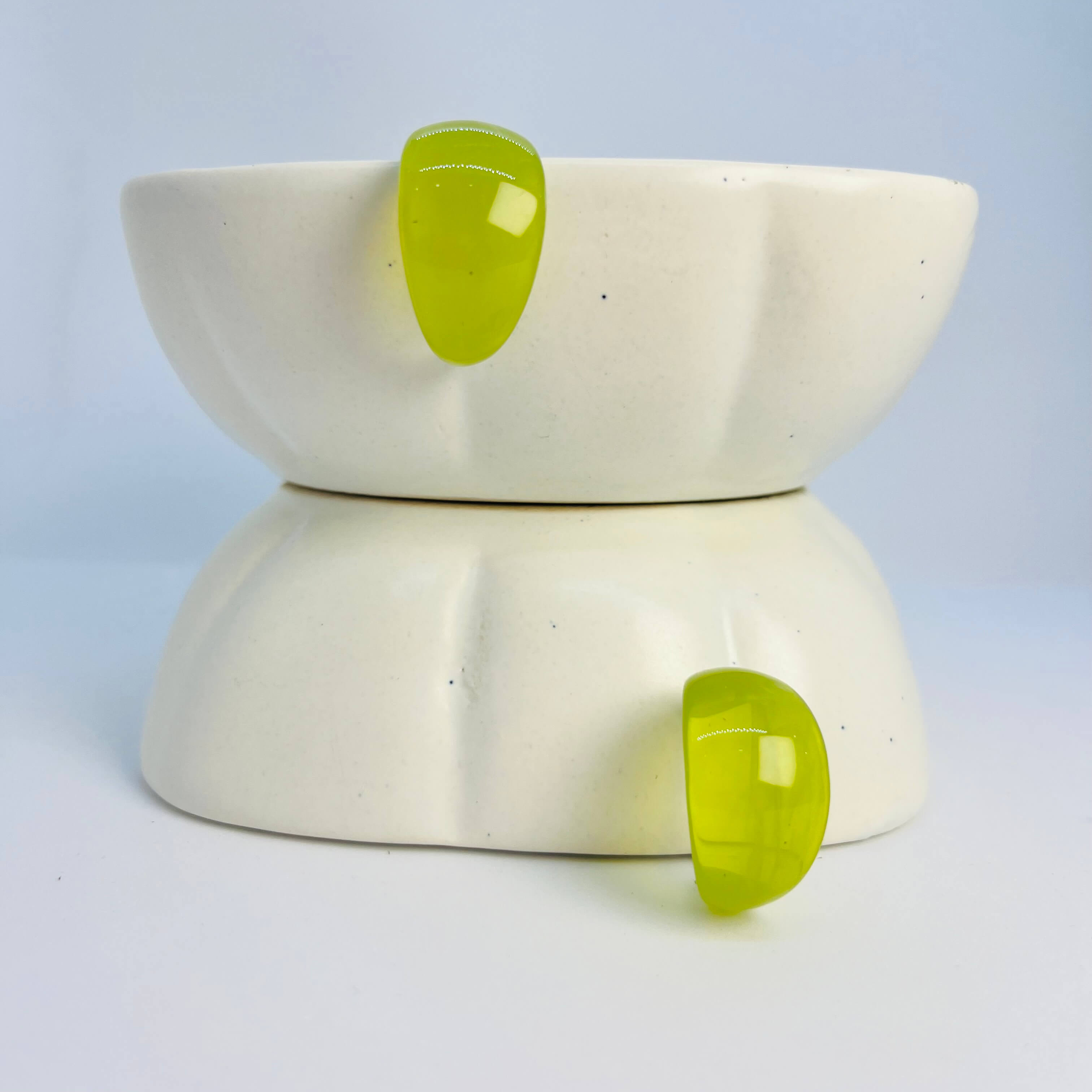 ACRYLIC BIGG BULGING HOOPS PASTEL (GREEN) - SILVER