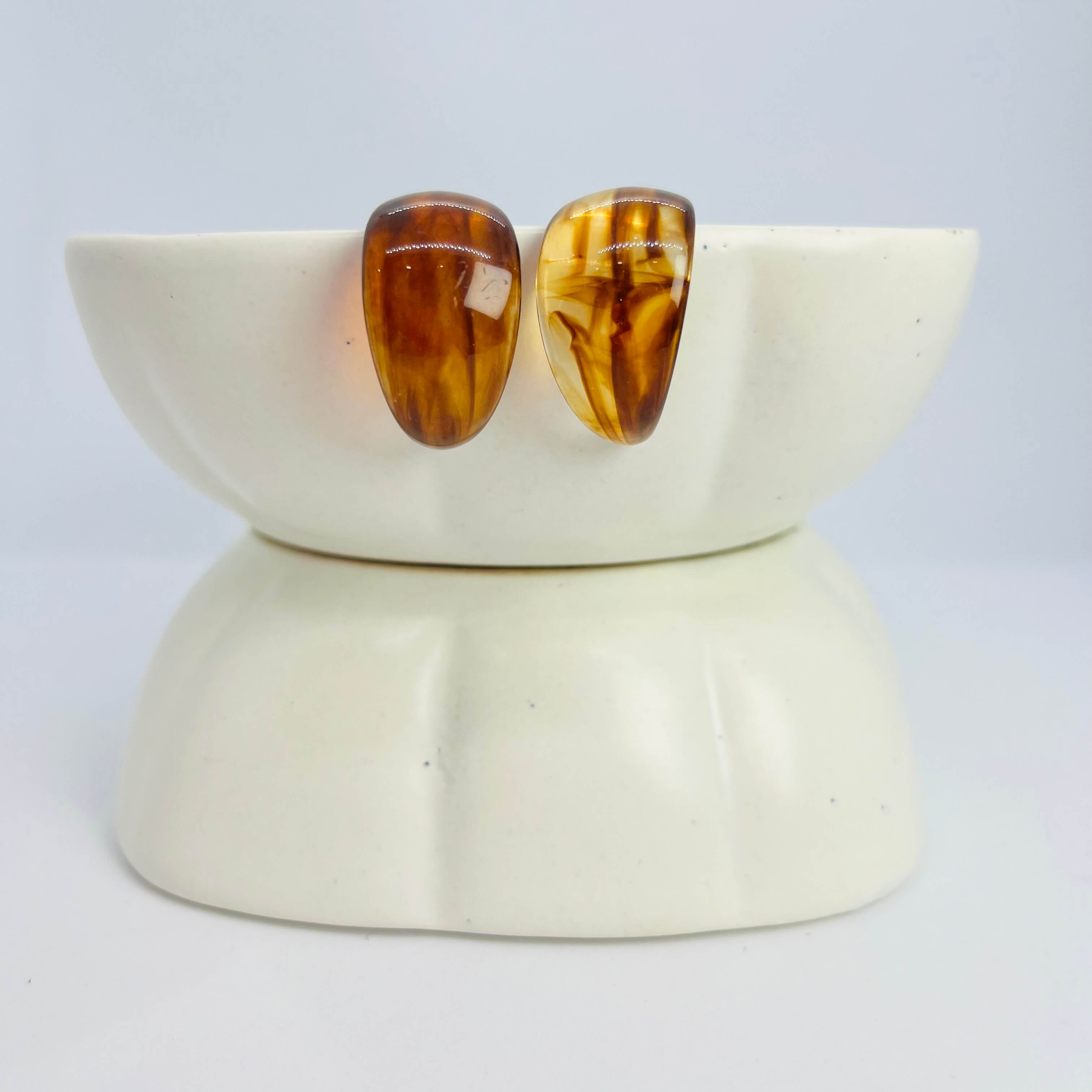 ACRYLIC BIGG BULGING HOOPS PASTEL (BROWN) - SILVER