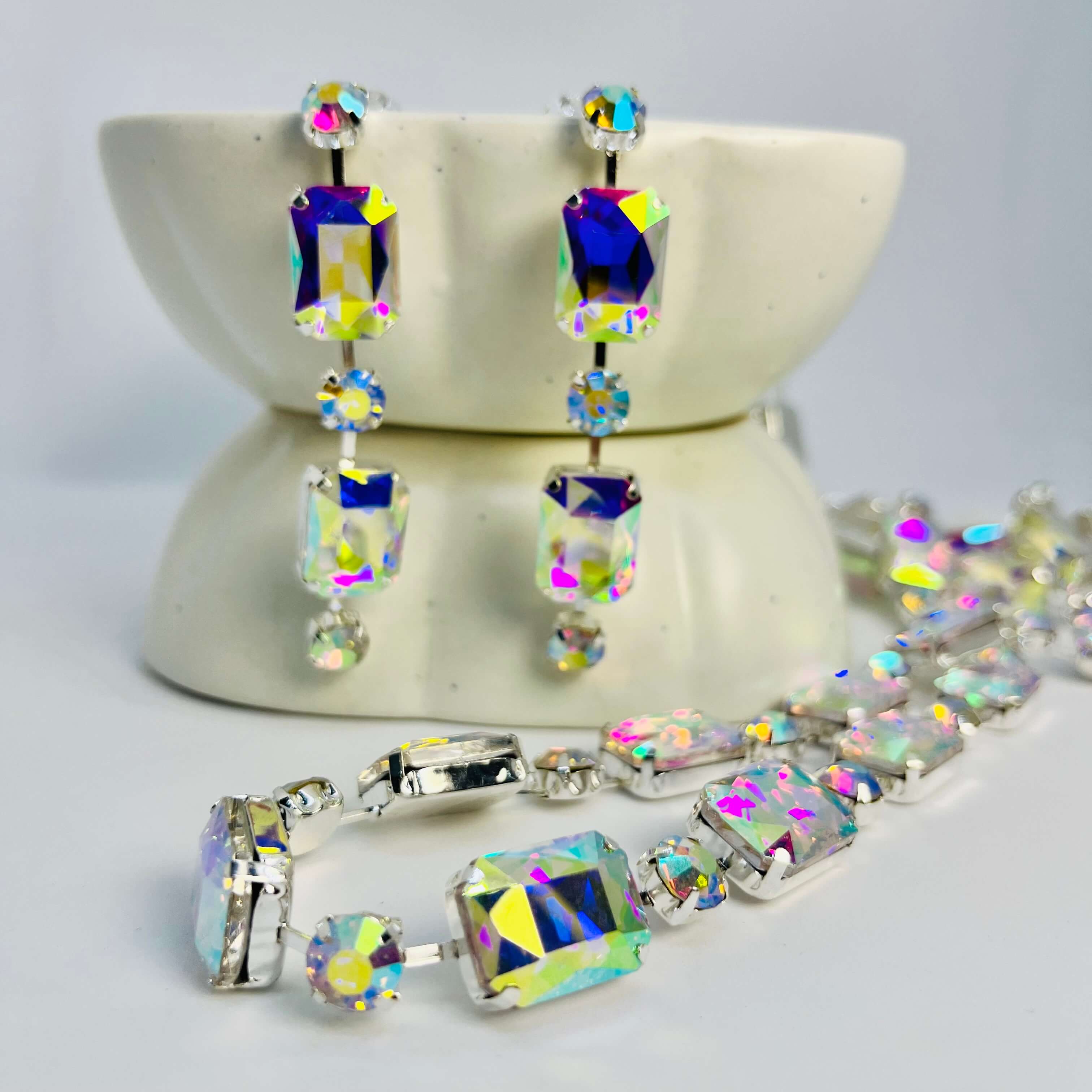 RHINESTONE DROPS (TRANSPARENT) - SILVER