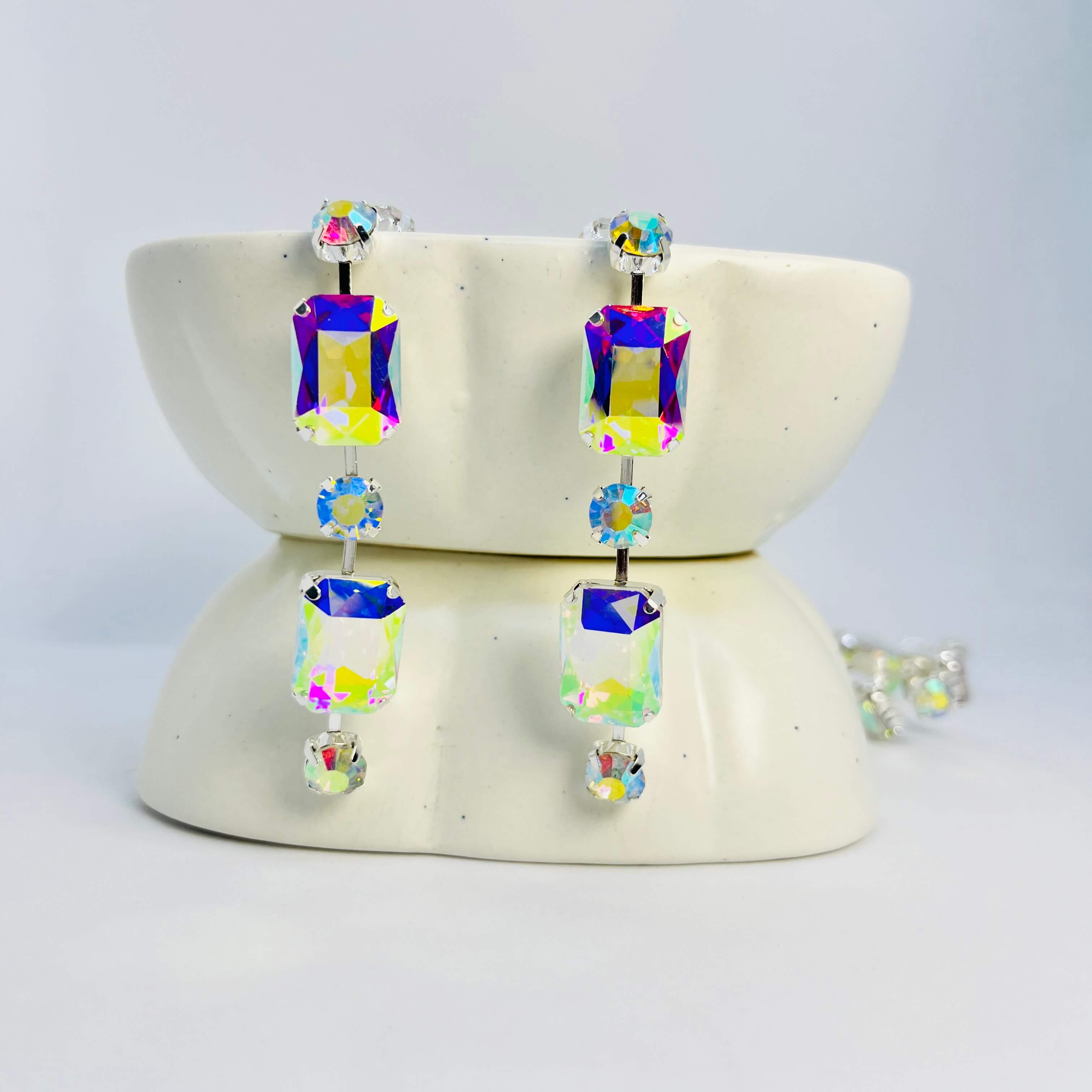 RHINESTONE DROPS (TRANSPARENT) - SILVER