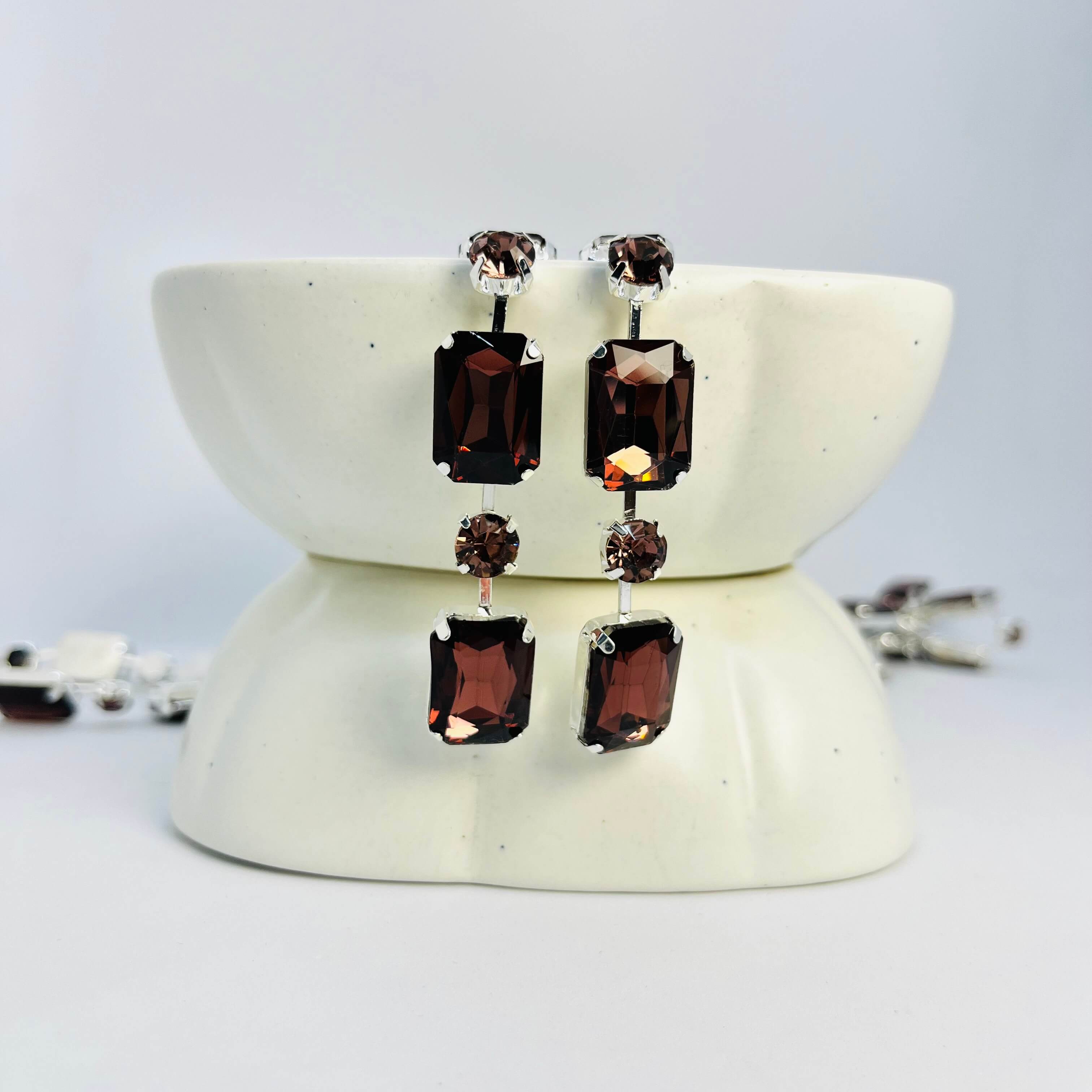 RHINESTONE DROPS (PURPLE) - SILVER