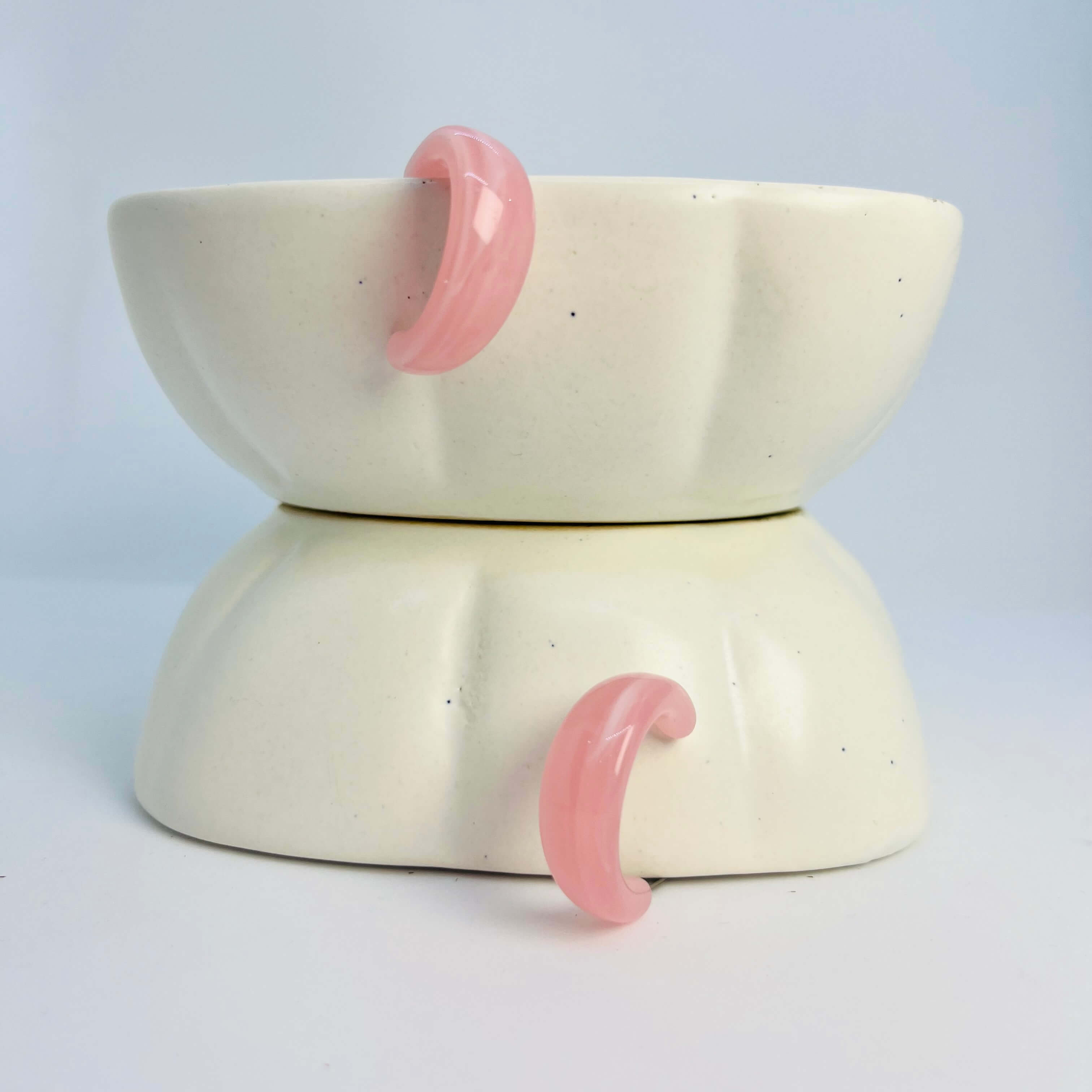 ACRYLIC NOT-SO-BIG BULGING HOOPS (PINK) - SILVER